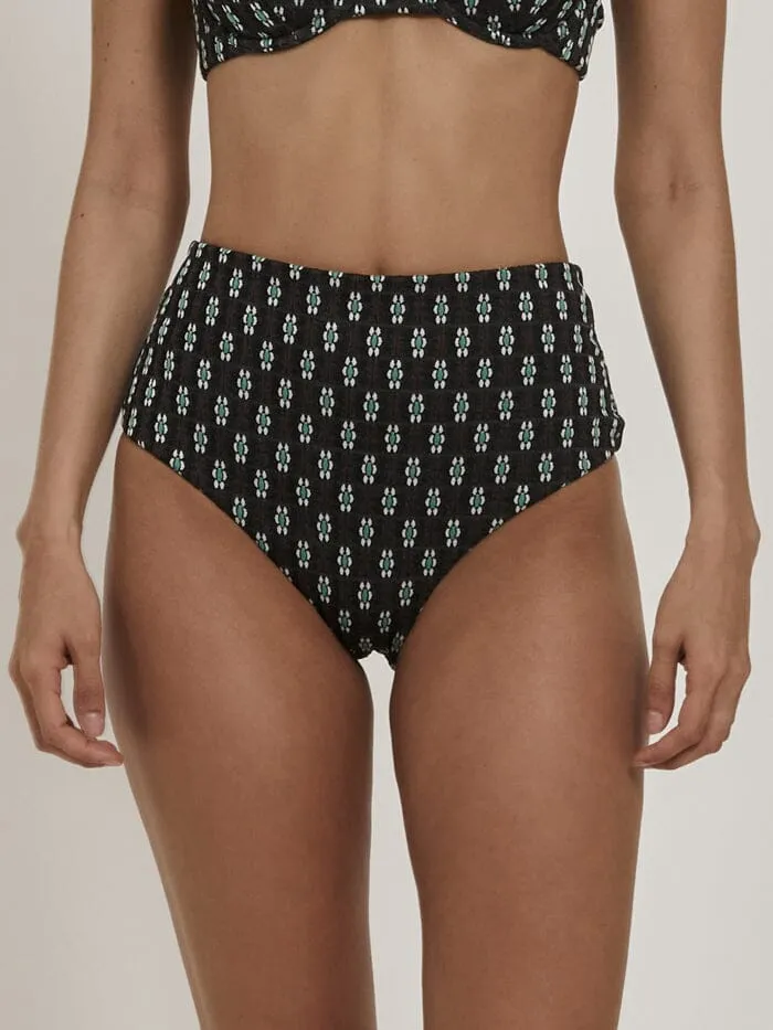 Womens Jasmine High Waist Bikini Bottom Black Thrills Swim