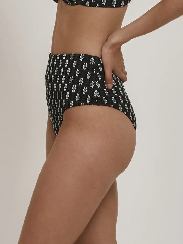 Womens Jasmine High Waist Bikini Bottom Black Thrills Swim