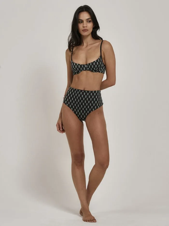 Womens Jasmine High Waist Bikini Bottom Black Thrills Swim