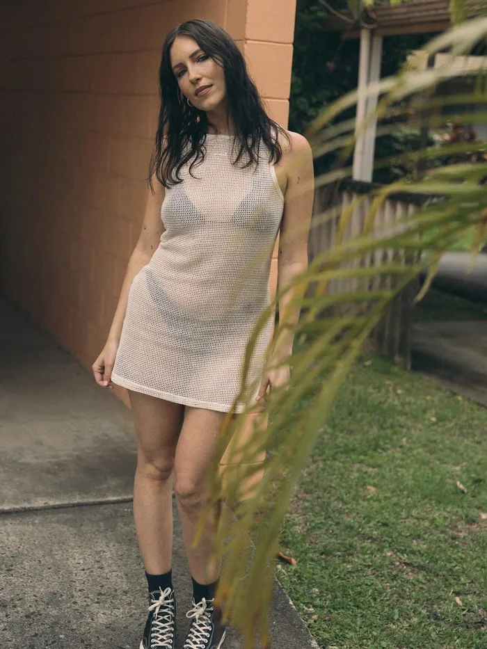Womens Lattice Mini Dress Unbleached Thrills Dresses