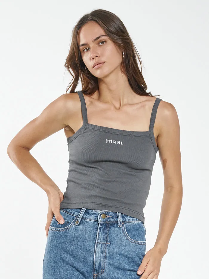 Womens Minimal Rib Singlet Merch Black Thrills Tops and Tees