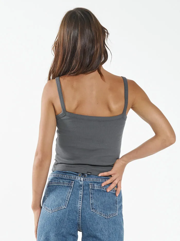 Womens Minimal Rib Singlet Merch Black Thrills Tops and Tees