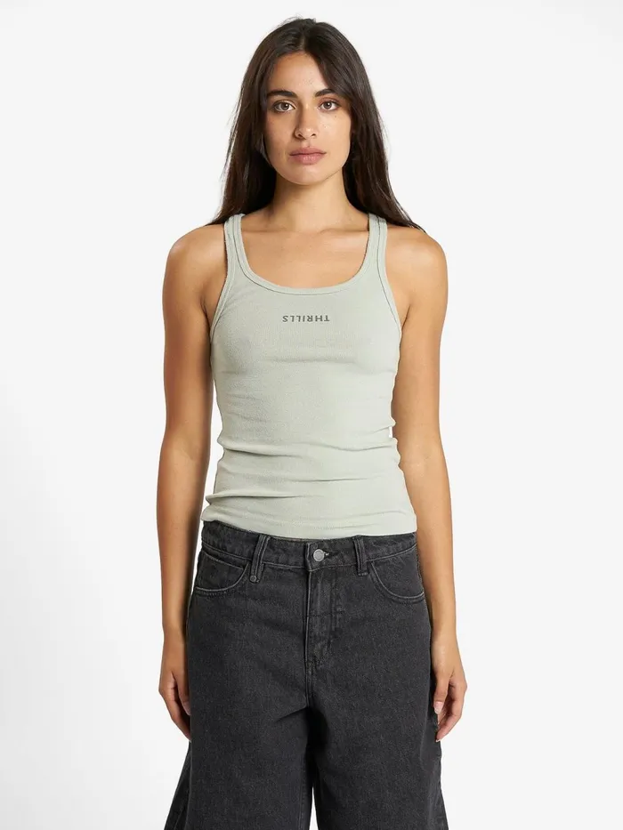 Womens Minimal Scoop Tank Sage Grey Thrills Tops and Tees