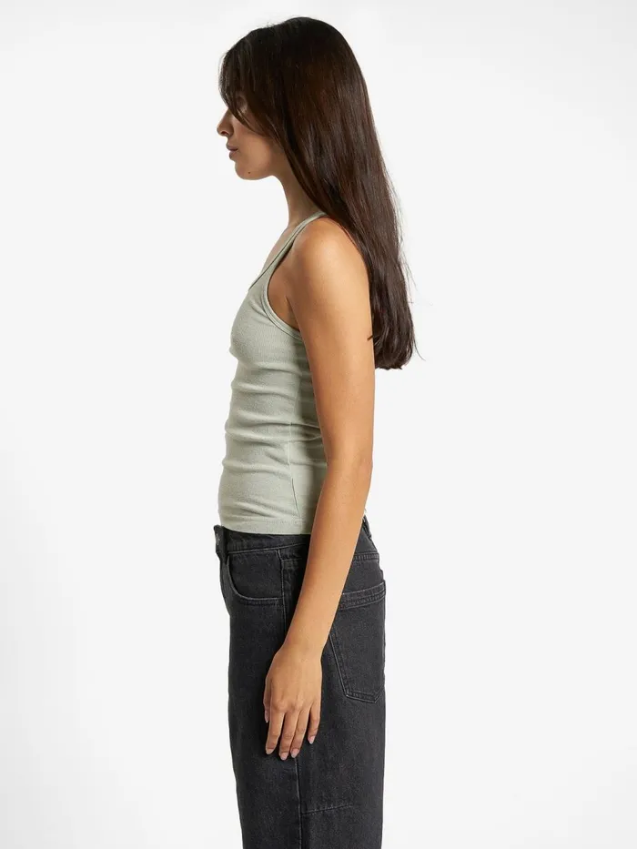Womens Minimal Scoop Tank Sage Grey Thrills Tops and Tees