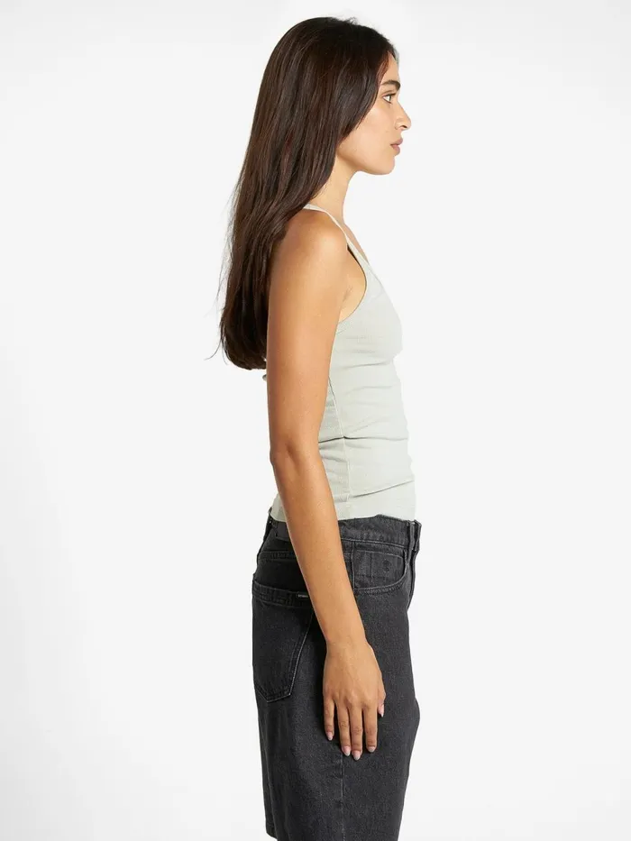 Womens Minimal Scoop Tank Sage Grey Thrills Tops and Tees