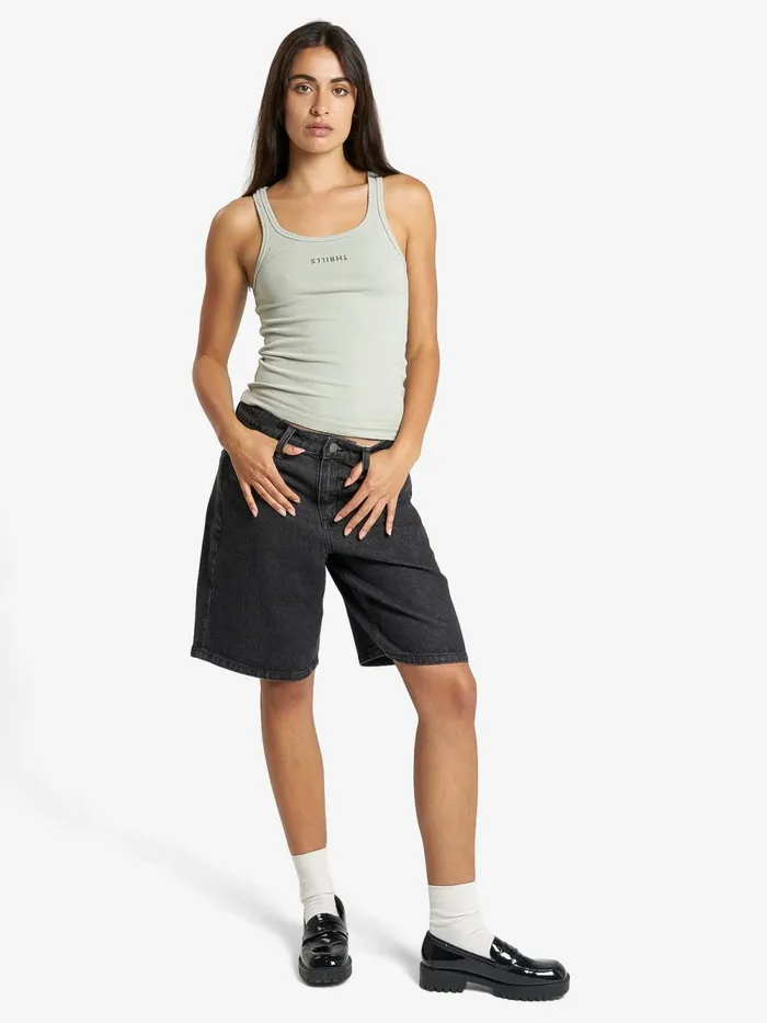 Womens Minimal Scoop Tank Sage Grey Thrills Tops and Tees