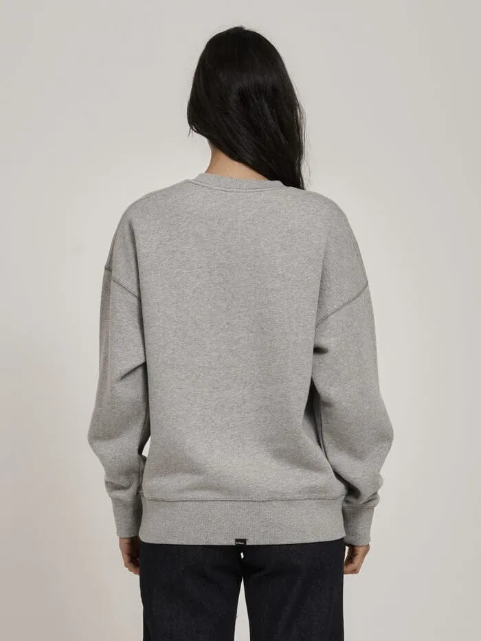 Womens Minimal Slouch Crew Grey Marle Thrills Sweaters and Fleece