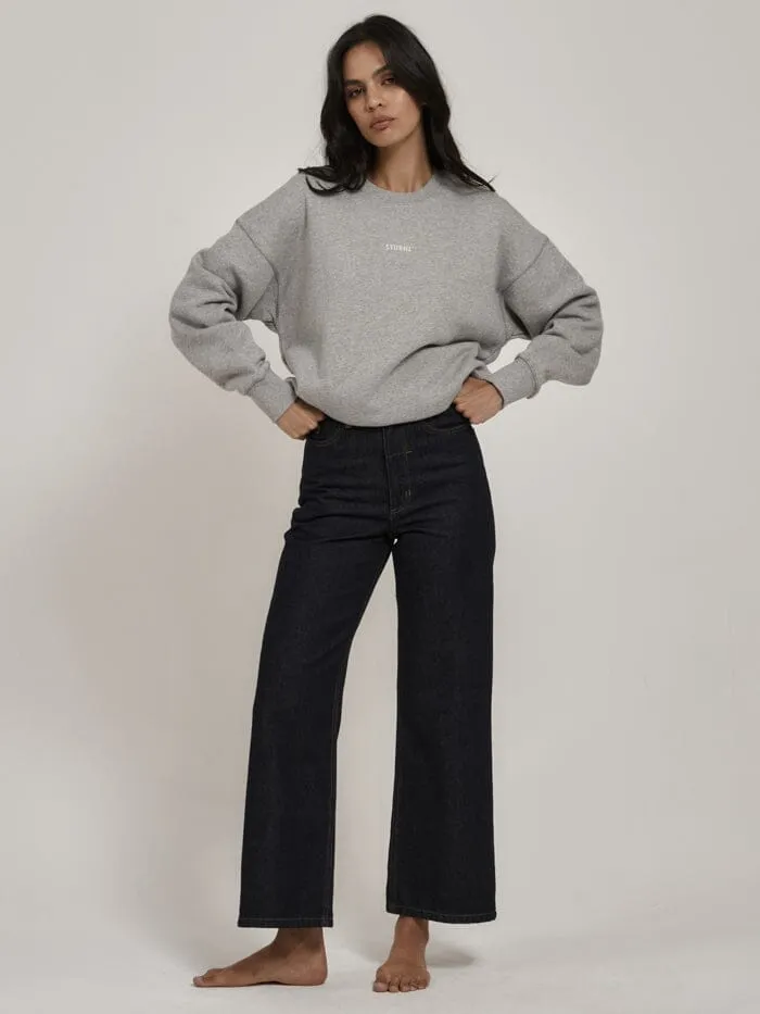 Womens Minimal Slouch Crew Grey Marle Thrills Sweaters and Fleece