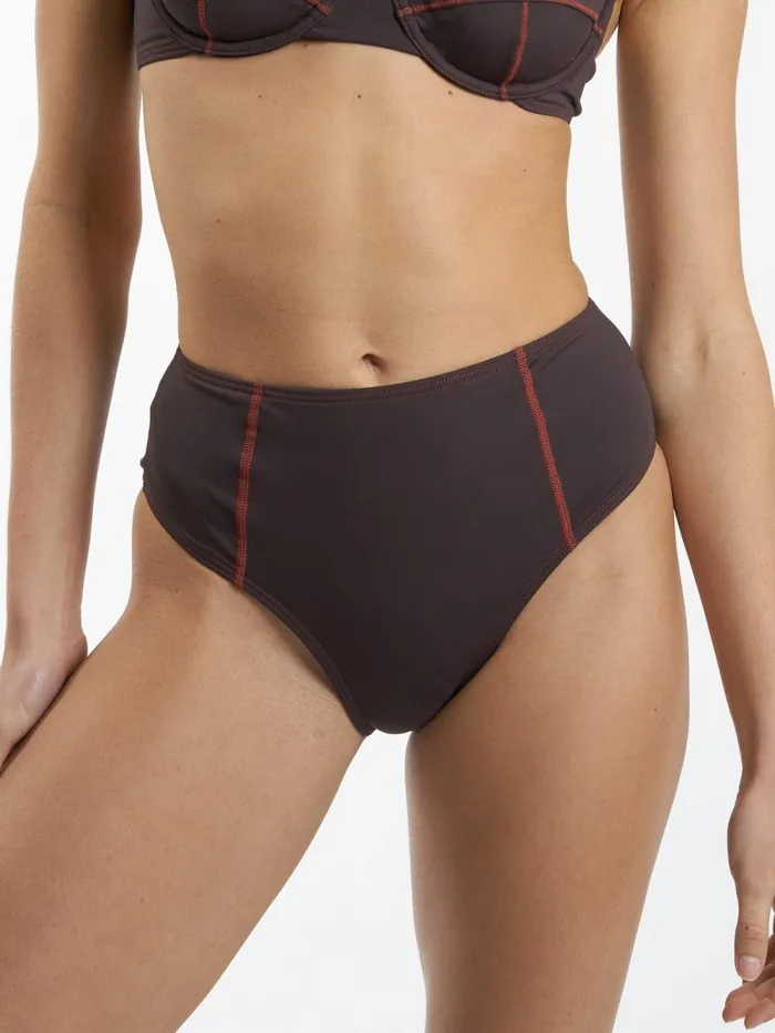 Womens Nexus High Waist Bikini Bottom Chocolate Plum Thrills Swim