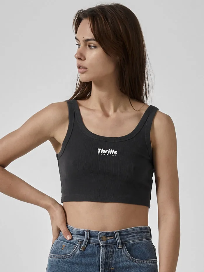 Womens Paradox Of Paradise Retro Crop Tank Heritage Black Thrills Tops and Tees