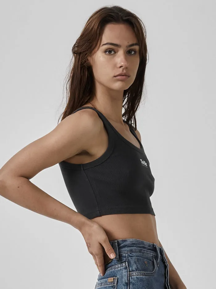 Womens Paradox Of Paradise Retro Crop Tank Heritage Black Thrills Tops and Tees