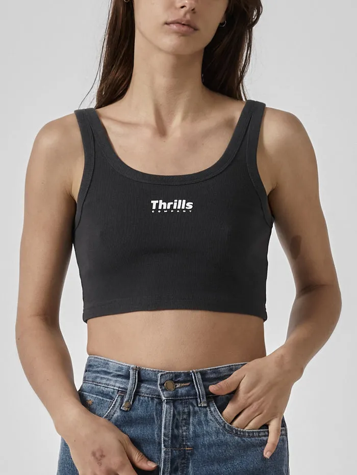Womens Paradox Of Paradise Retro Crop Tank Heritage Black Thrills Tops and Tees