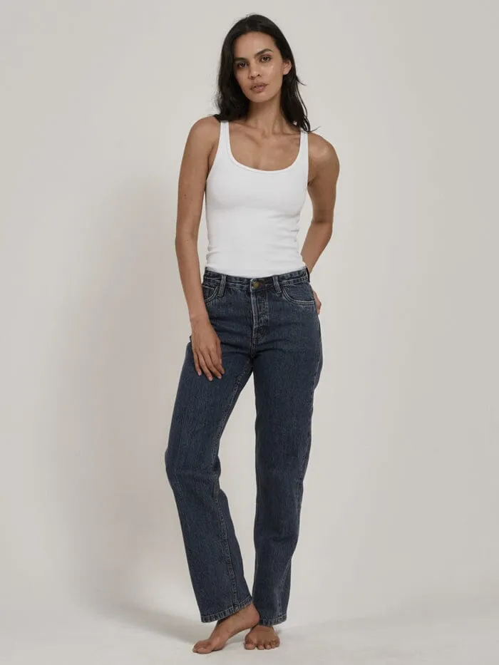 Womens Rachel Mid Straight Jean Worn In Blue Thrills Denim