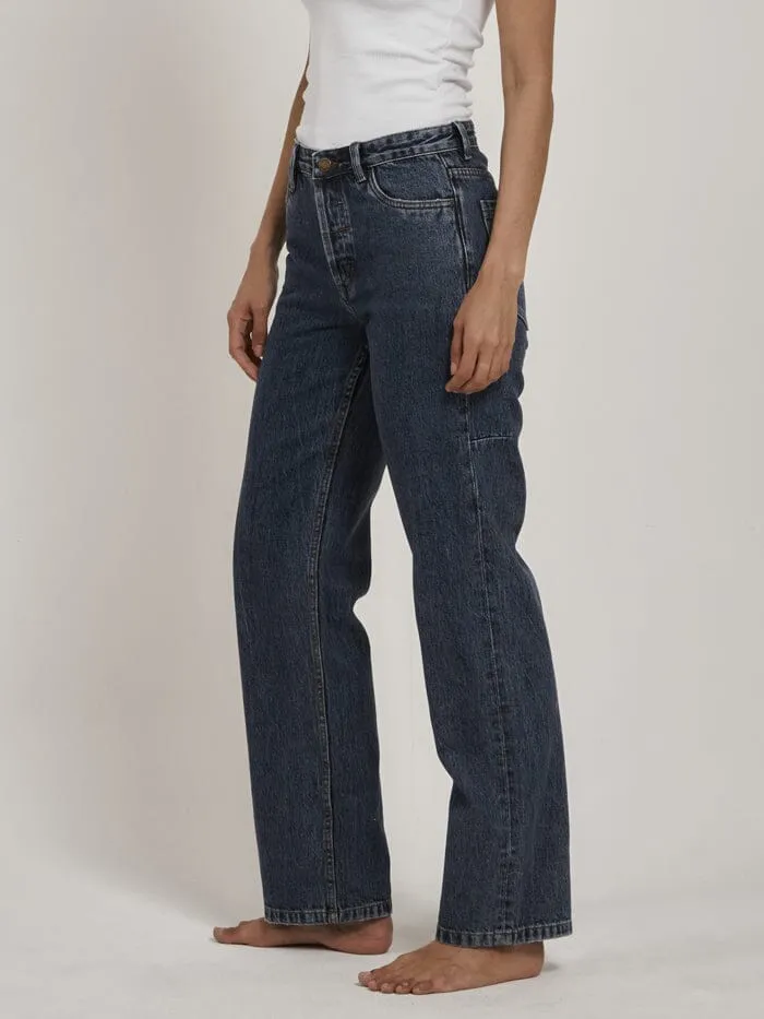 Womens Rachel Mid Straight Jean Worn In Blue Thrills Denim