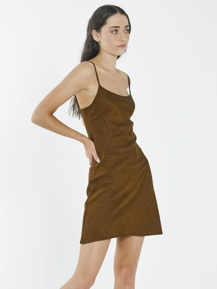 Womens Restraint Bias Dress Gold Thrills Dresses