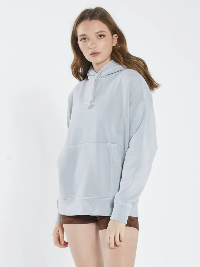 Womens Stamp Wave Fleece Hood Smoke Blue Thrills Sweaters and Fleece