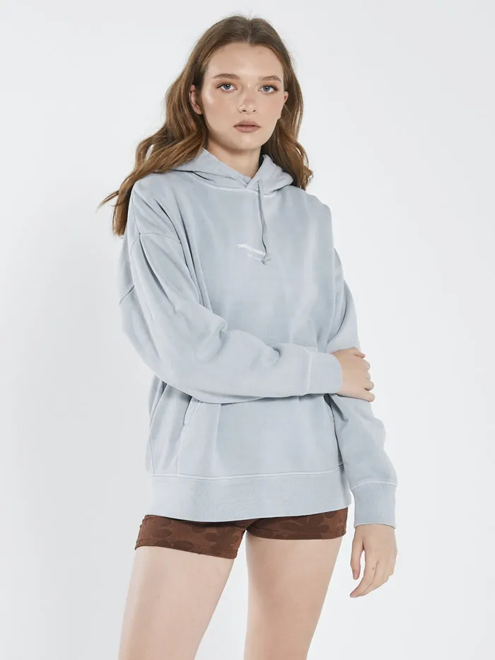 Womens Stamp Wave Fleece Hood Smoke Blue Thrills Sweaters and Fleece