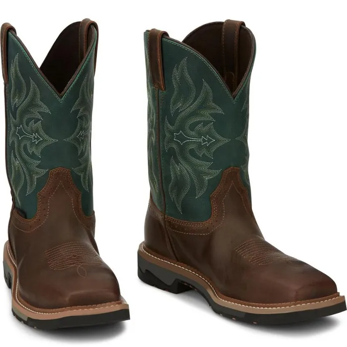Work Men Justin Boots Bolt 11034 Composite Toe Waterproof Work Boot Tan