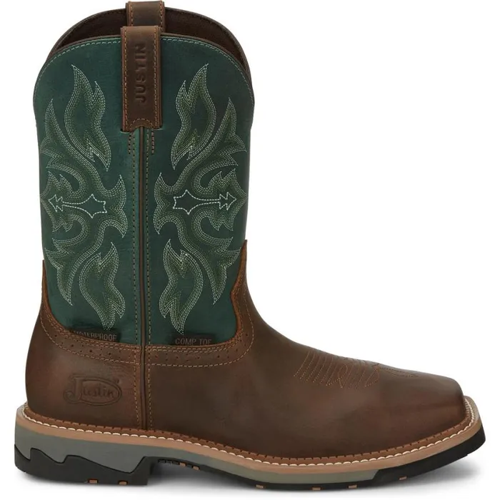 Work Men Justin Boots Bolt 11034 Composite Toe Waterproof Work Boot Tan