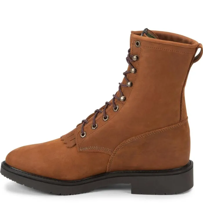 Work Men Justin Boots Conductor 8034 LaceUp Work Boot Hazel Brown 040brown041