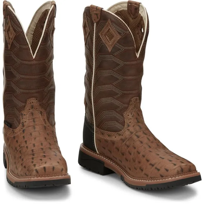 Work Men Justin Boots Derrickman 12034 Waterproof Composite Toe Work Boot Caramel Croc Print 040tan041 Work Men Justin Boots Derrickman 12034 Waterproof Composite Toe Work Boot Caramel Croc Print 040tan041