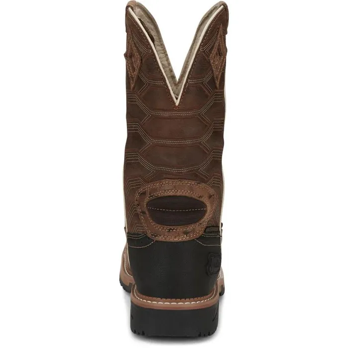 Work Men Justin Boots Derrickman 12034 Waterproof Composite Toe Work Boot Caramel Croc Print 040tan041