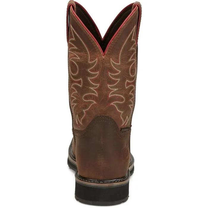 Work Men Justin Boots Driller II 11034 Steel Toe Waterproof Work Boot Pecan Brown 040brown041