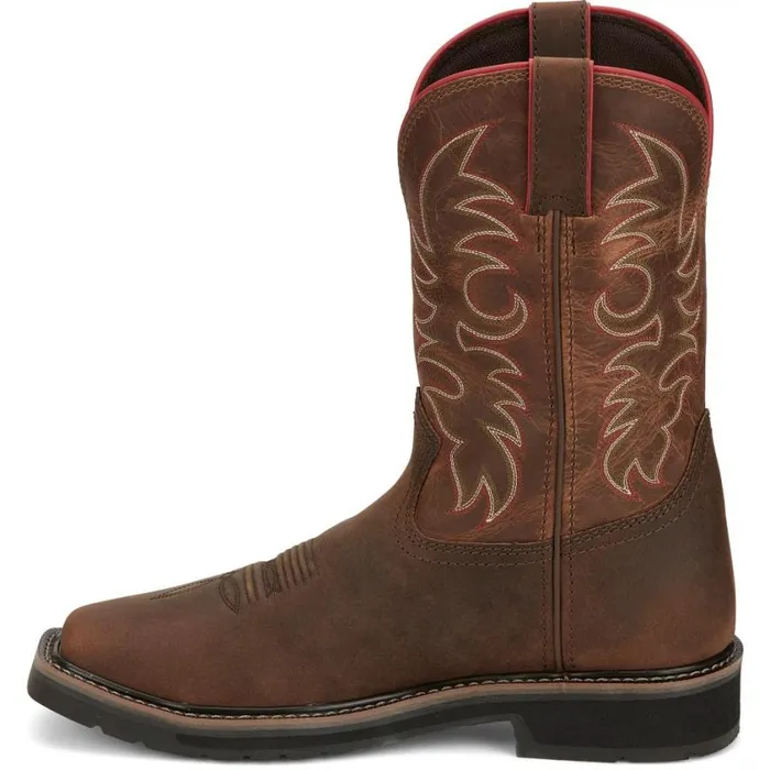 Work Men Justin Boots Driller II 11034 Steel Toe Waterproof Work Boot Pecan Brown 040brown041