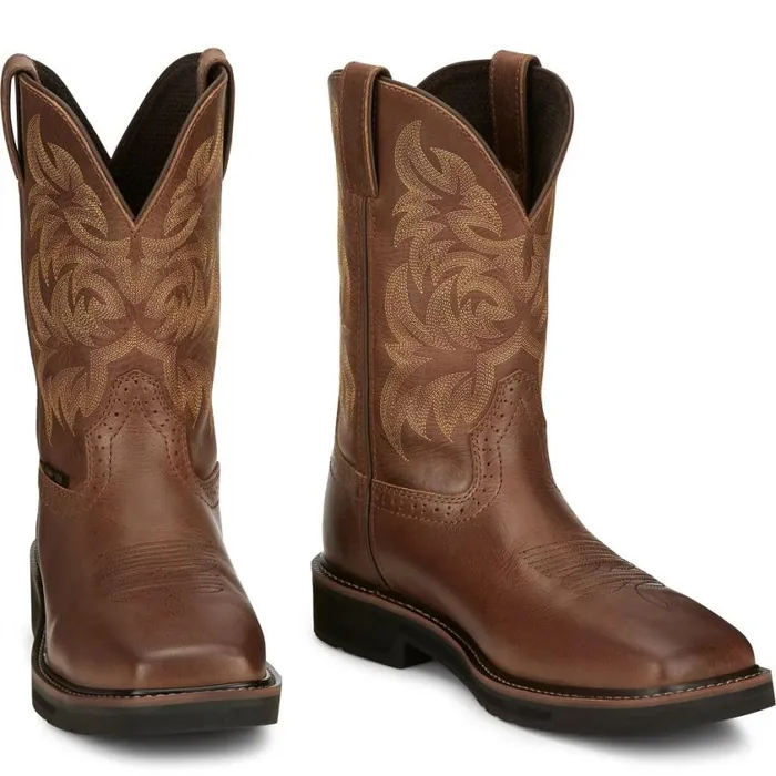 Work Men Justin Boots Handler 11034 Composite Toe Work Boot Brown