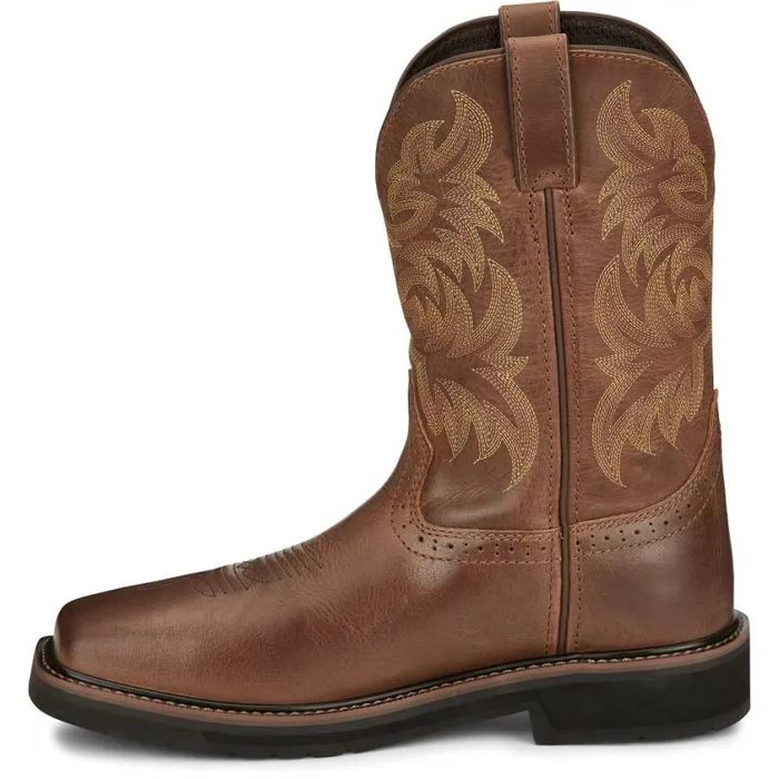 Work Men Justin Boots Handler 11034 Composite Toe Work Boot Brown