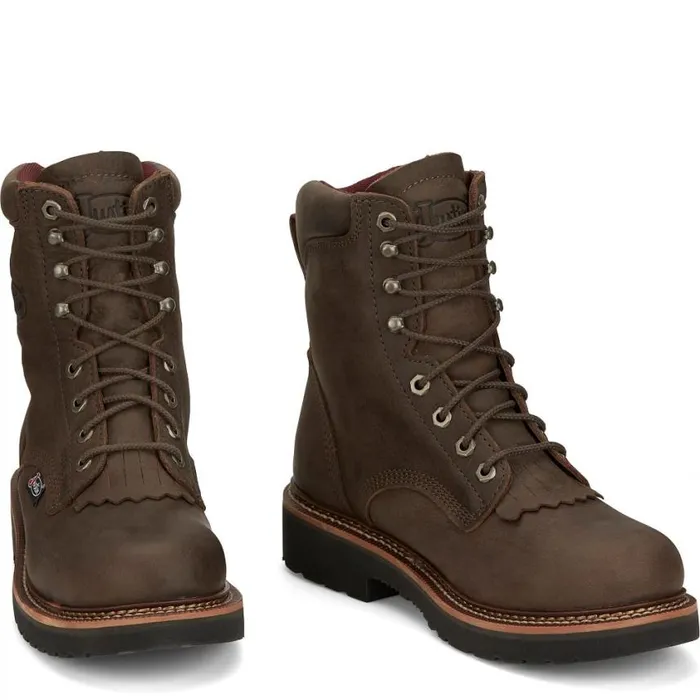 Work Men Justin Boots Rivot 8034 Lace Up Hickory Brown 040brown041