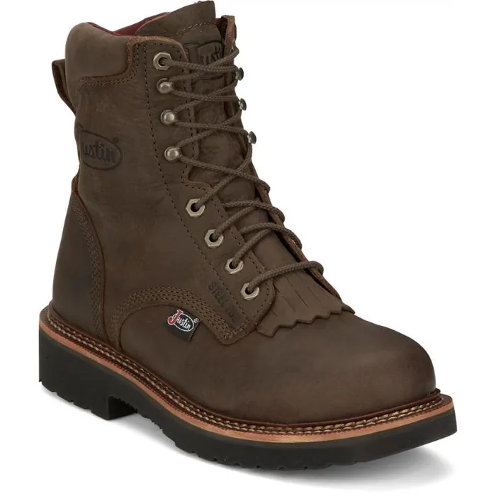 Work Men Justin Boots Rivot 8034 Lace Up Hickory Brown 040brown041