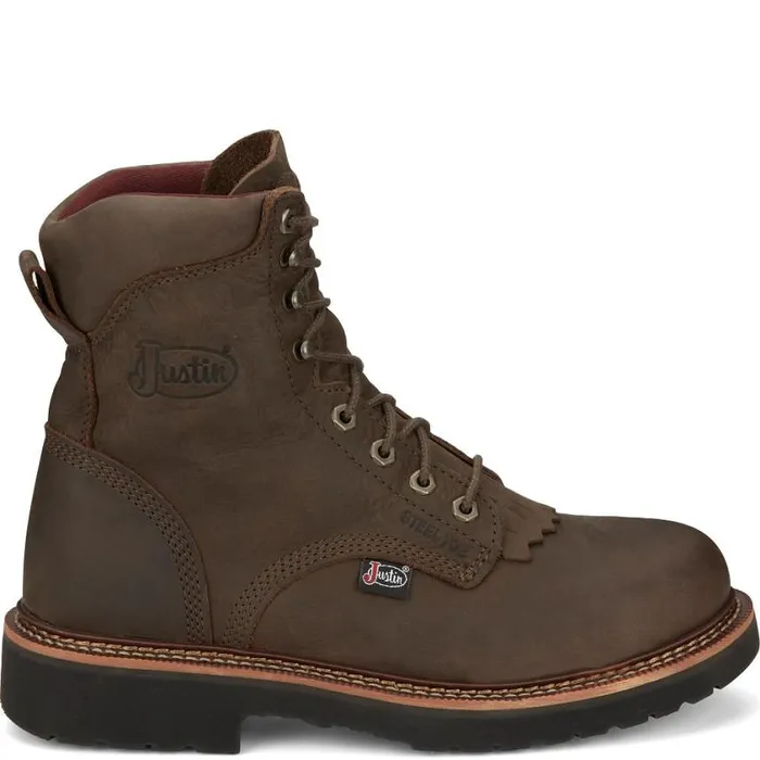 Work Men Justin Boots Rivot 8034 Lace Up Hickory Brown 040brown041