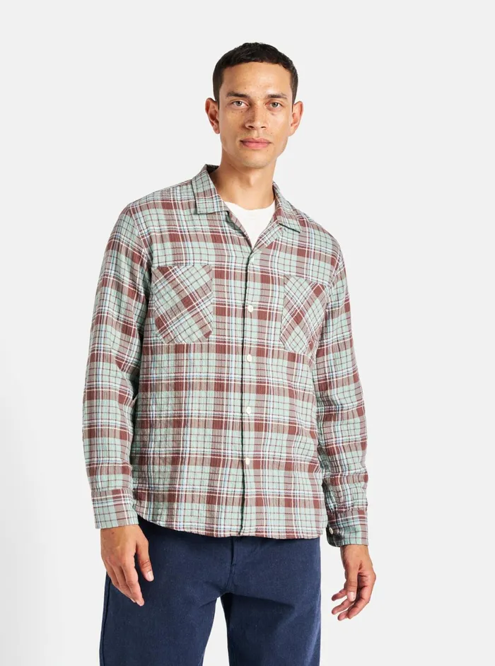 Work Shirt In BrownPistachio Pattin Check Men Universal Works Overshirts