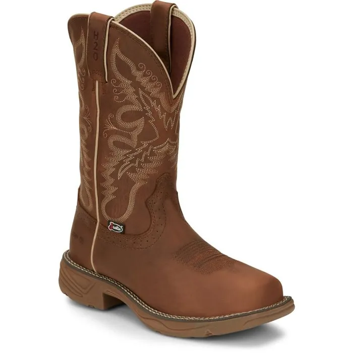 Work Women Justin Boots Rush 11034 Nano Composite Toe Waterproof Work Boot Rustic Tan 040tan041