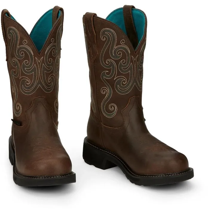 Work Women Justin Boots Tasha 11034 Steel Toe Waterproof Work Boot Brown