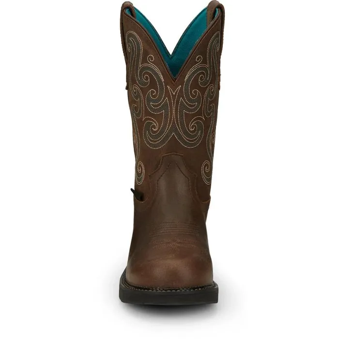 Work Women Justin Boots Tasha 11034 Steel Toe Waterproof Work Boot Brown