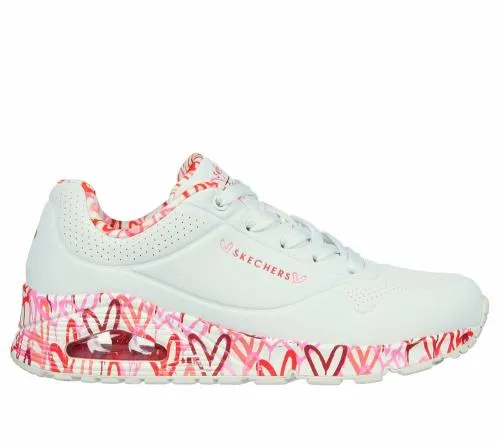 X JGoldcrown Uno 8211 Loving Love White Red Pink Women SKECHERS Lace Up