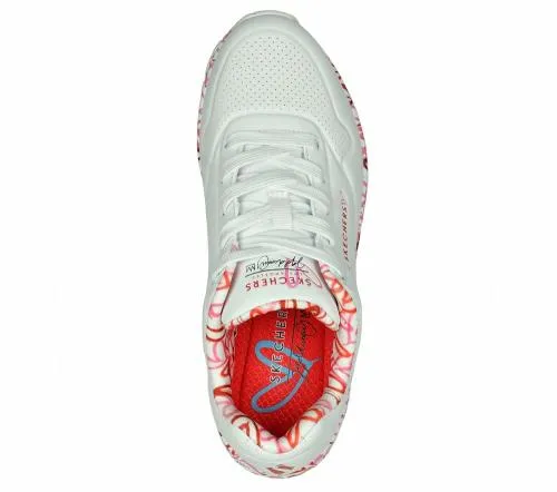 X JGoldcrown Uno 8211 Loving Love White Red Pink Women SKECHERS Lace Up