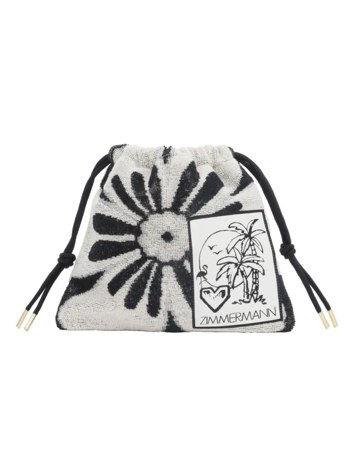 Zimmermann Bags Towelling Drawstring Pouch Blackcream 8211 Women