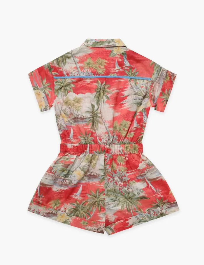 Zimmermann Clothing Alight Pocket Detail Playsuit Red Palm 8211 Kids