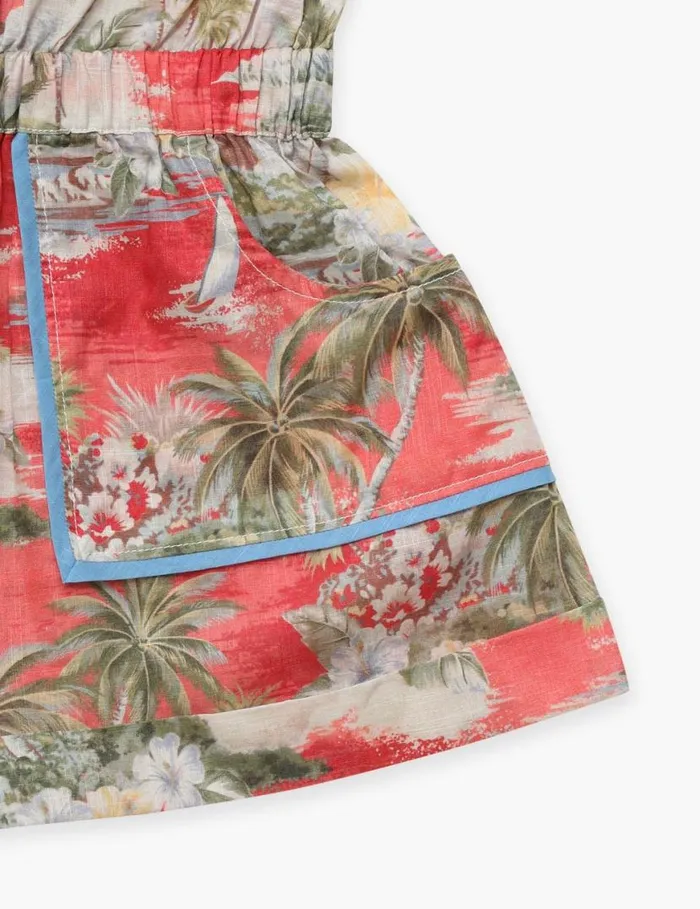 Zimmermann Clothing Alight Pocket Detail Playsuit Red Palm 8211 Kids