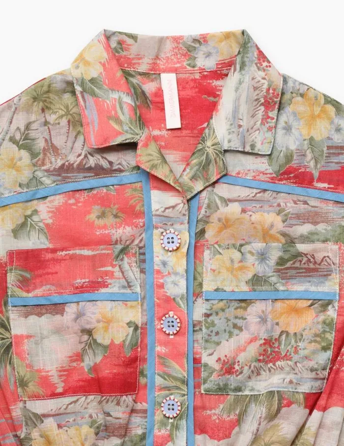 Zimmermann Clothing Alight Pocket Detail Playsuit Red Palm 8211 Kids