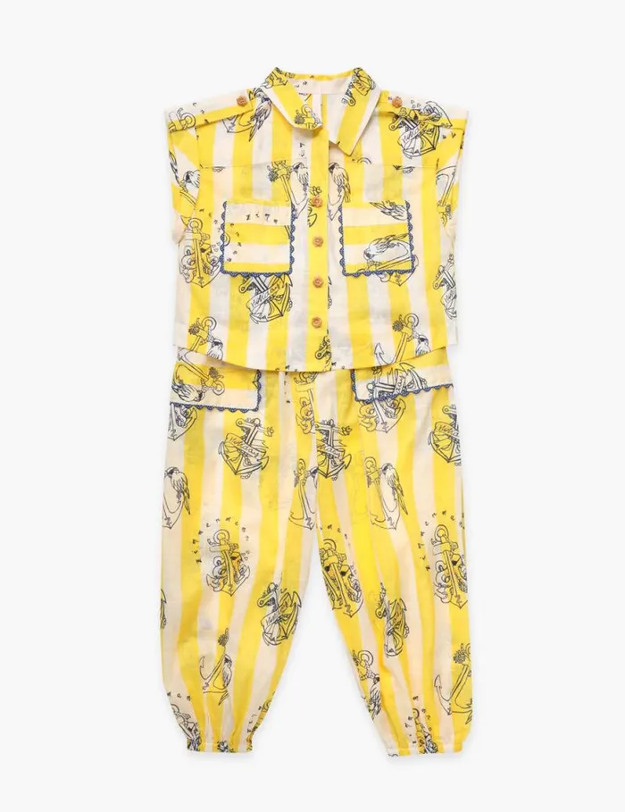 Zimmermann Clothing Alight Pocket Shirt Yellowcream Stripe 8211 Kids
