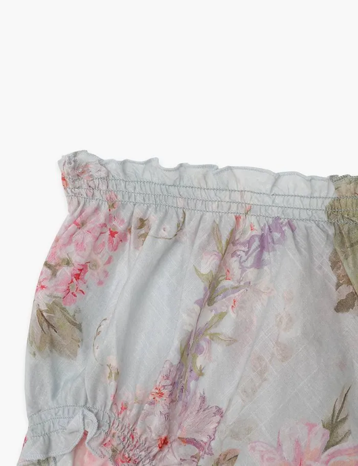 Zimmermann Clothing Halliday Bloomer Blue Watercolour Floral 8211 Kids