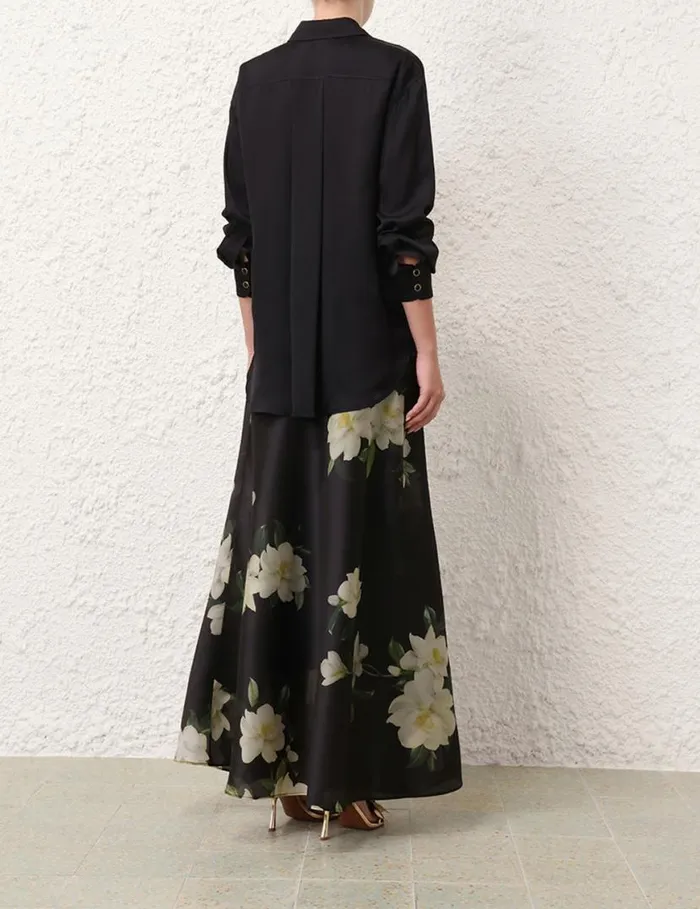 Zimmermann Clothing Harmony Flare Skirt Black Magnolia 8211 Women