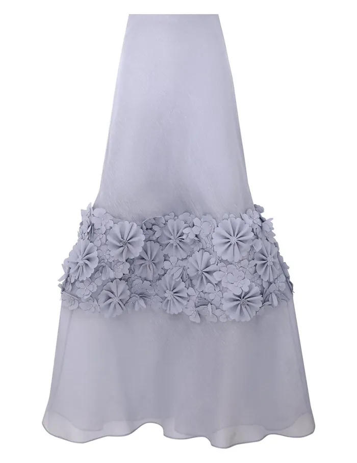 Zimmermann Clothing Natura Applique Flower Skirt Lilac Blue 8211 Women