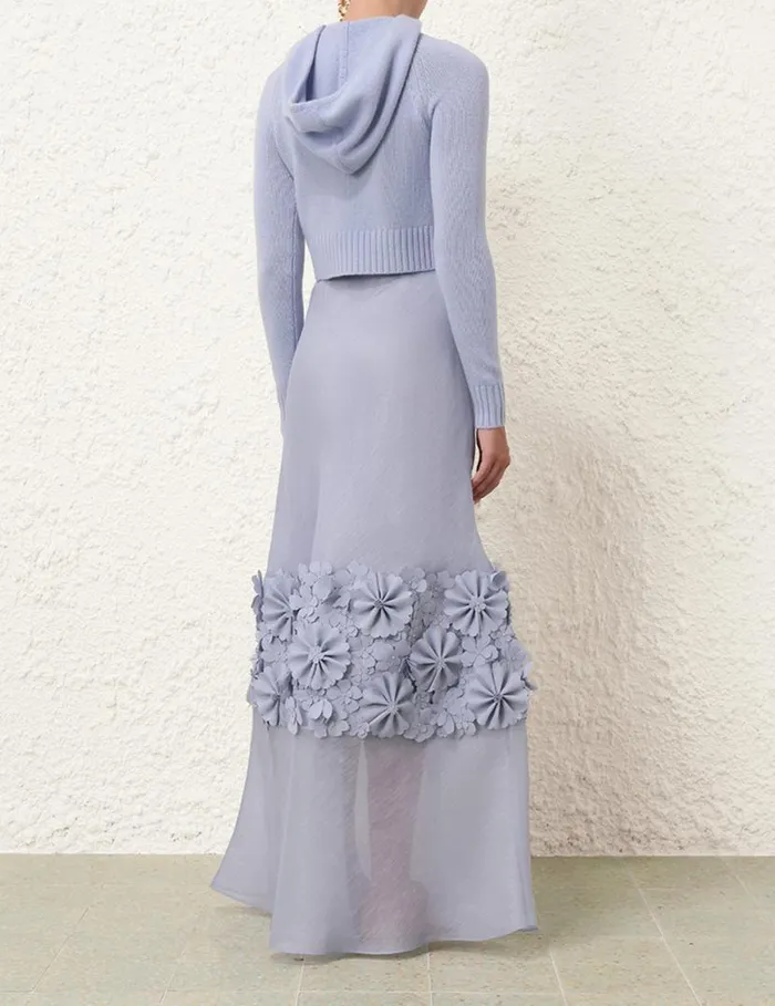 Zimmermann Clothing Natura Applique Flower Skirt Lilac Blue 8211 Women