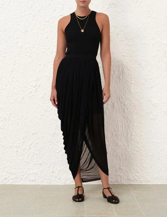 Zimmermann Clothing Natura Jersey Draped Skirt Black 8211 Women