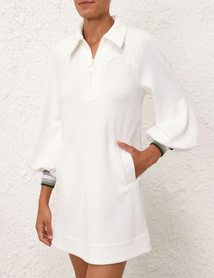 Zimmermann Clothing Natura Textured Jersey Dress Ivory 8211 Women
